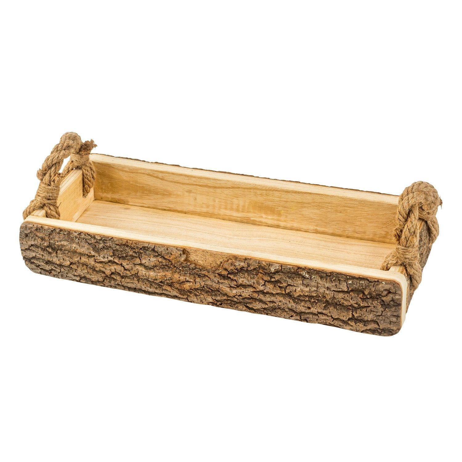 meberg Dekotablett Holztablett mit Rinde Dekotablett 41 cm Holz (Tischdekor günstig online kaufen