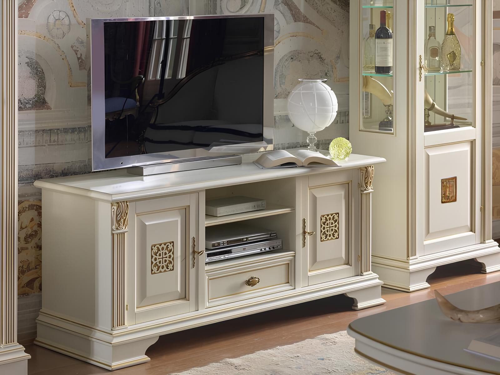 JVmoebel TV-Bank Italienisches Lowboard in Weiß - Kommode / Anrichte / Schrank, Made in Europa