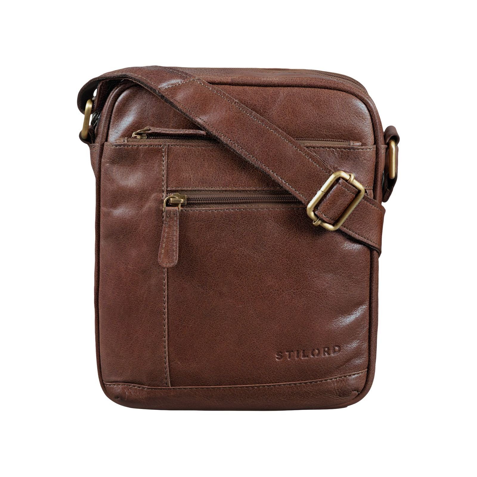 STILORD Messenger Bag "Diego" Vintage Herrentasche Leder klein maraska - dunkelbraun