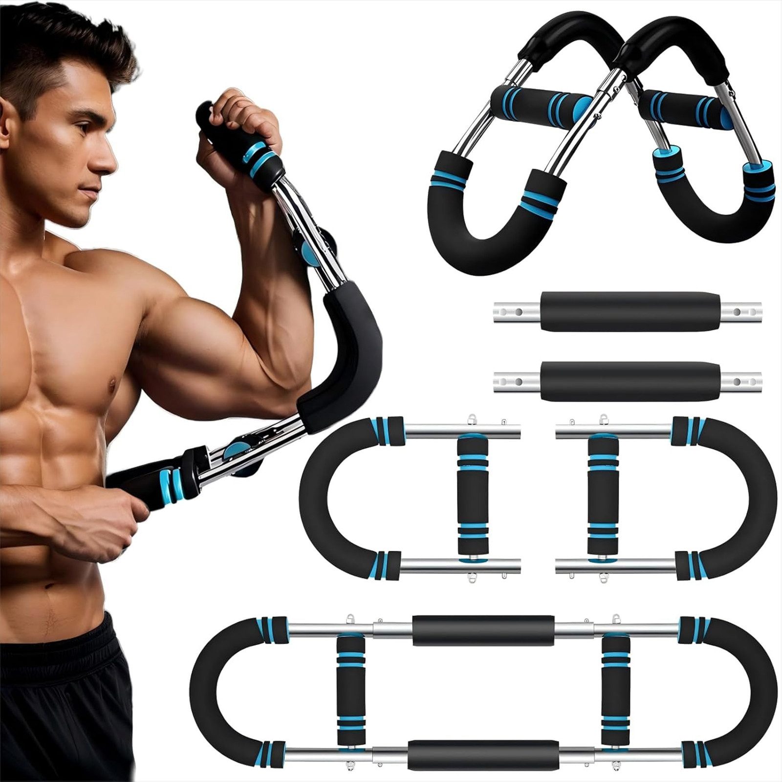 SURFOU Multitrainer Twister Armtrainer,Verstellbares Brust Trainingsgerät (30-50 kg), Anti-Rutsch-Griffen & Doppelfedersicherheit für Arme/Brust/Beine etc