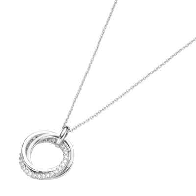Smart Jewel Kette mit Anhänger 3 Ringe verschlungen, Zirkoina Steine, Silber 925