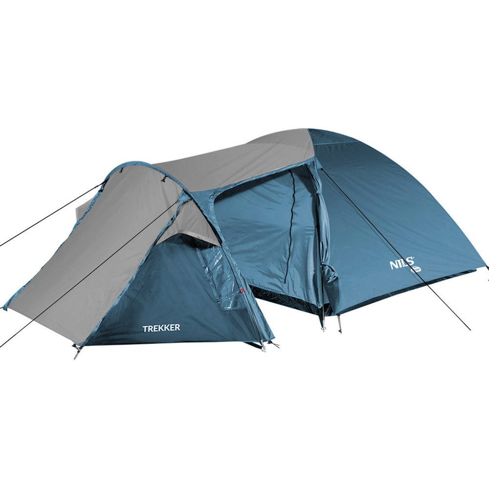 NILS CAMP Gruppenzelt Campingzelt 4-Personen Familienzelt, Personen: 4 (Spar-Set, mit Stauraum), atmungsaktive Schlafkabine mit Moskitonetz und Belüftungsöffnung