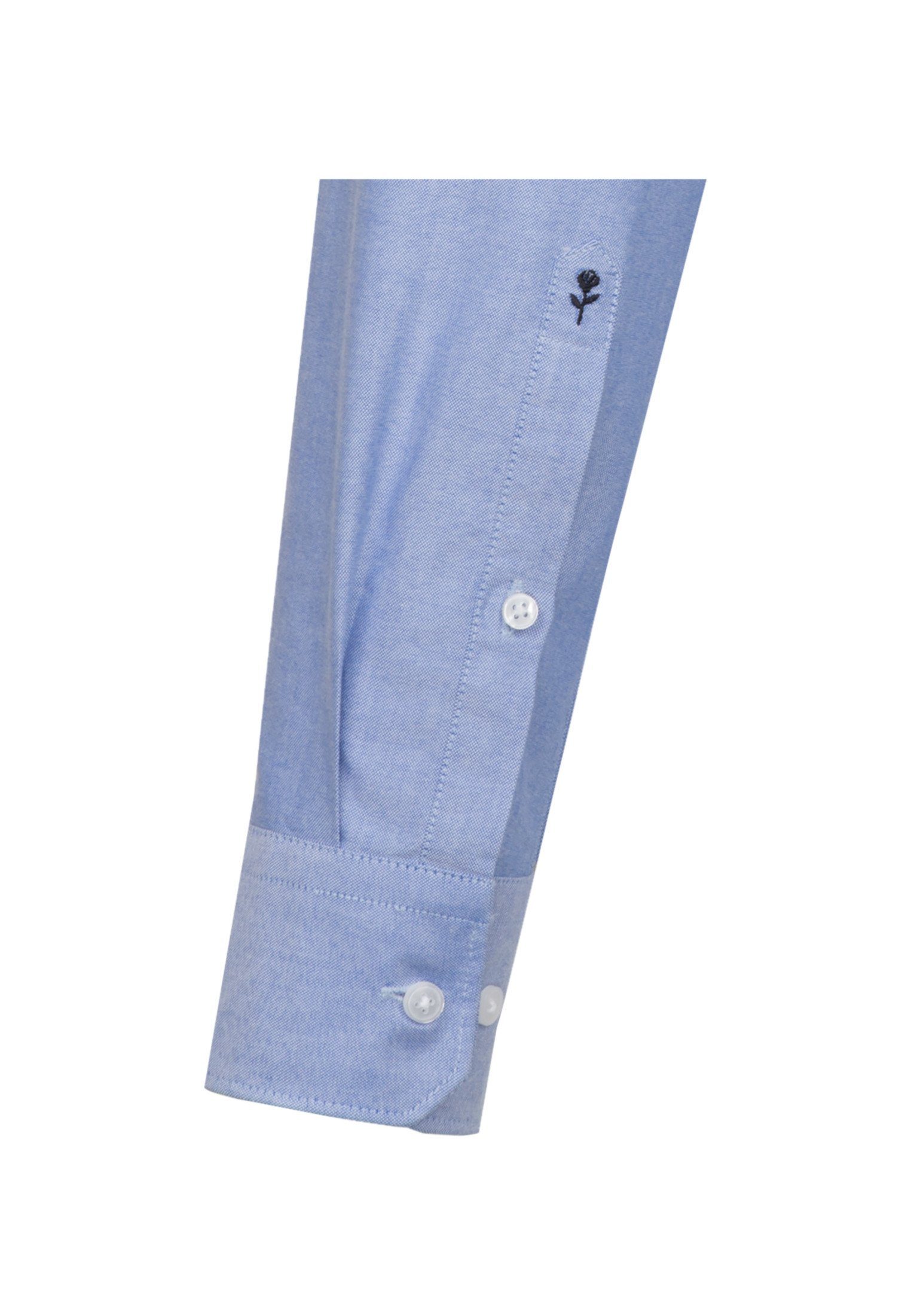 Regular Button-Down-Kragen Langarm Regular Businesshemd Hellblau seidensticker Uni