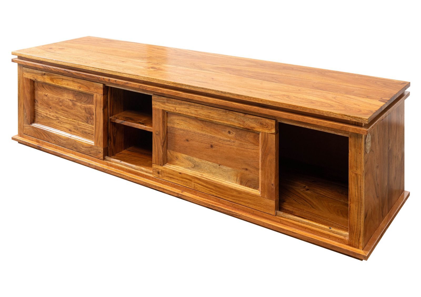 Massivmoebel24 Lowboard OXFORD Akazie Massivholz hellbraun (Massivholz montiert 44 kg OXFORD #0450), Akazie 160x45x45 cm (BxTxH) hellbraun lackiert