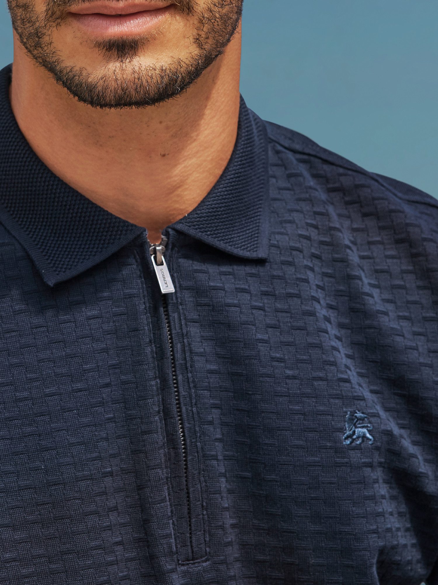 LERROS Poloshirt Poloshirt mit Reißverschlusskragen in Strukturqualität