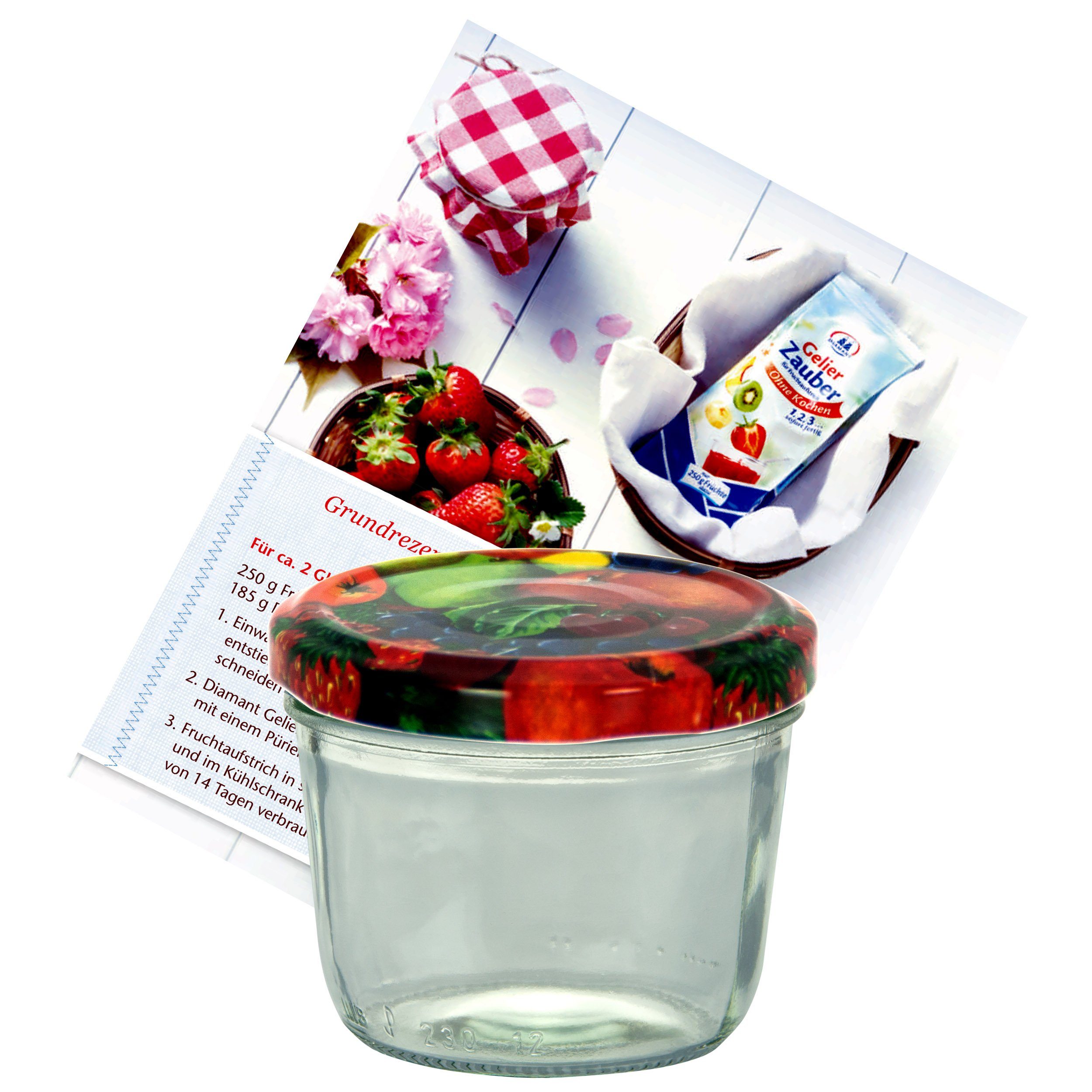 MamboCat Einmachglas 50er Set Sturzglas 230 ml Marmeladenglas To 82 Obst Dekor Deckel, Glas – Bild 2 von 2