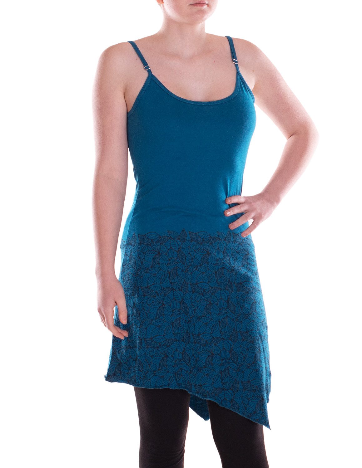 Sommerkleid Trägerkleid Damen Asymmetrisch Träger Bedruckt Jersey Boho
