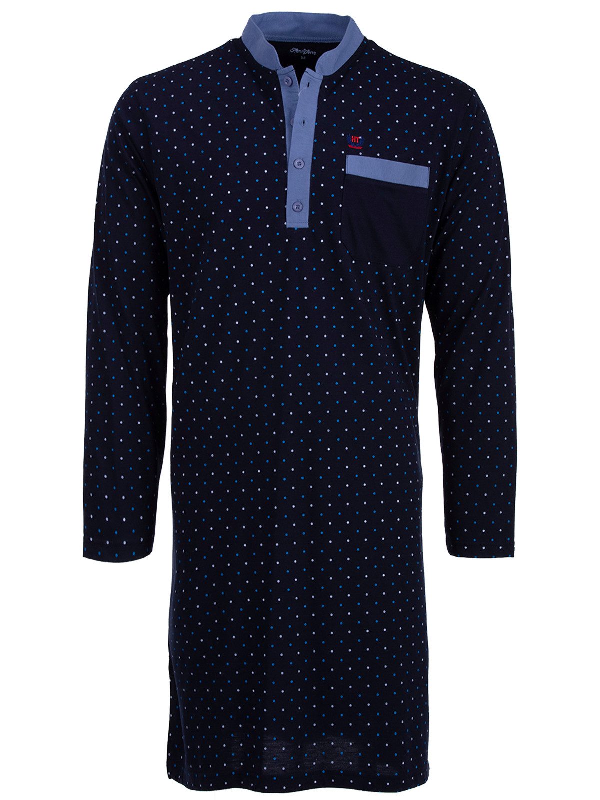 Henry Terre Nachthemd Nachthemd Langarm - Stehkragen mit Punkten günstig online kaufen