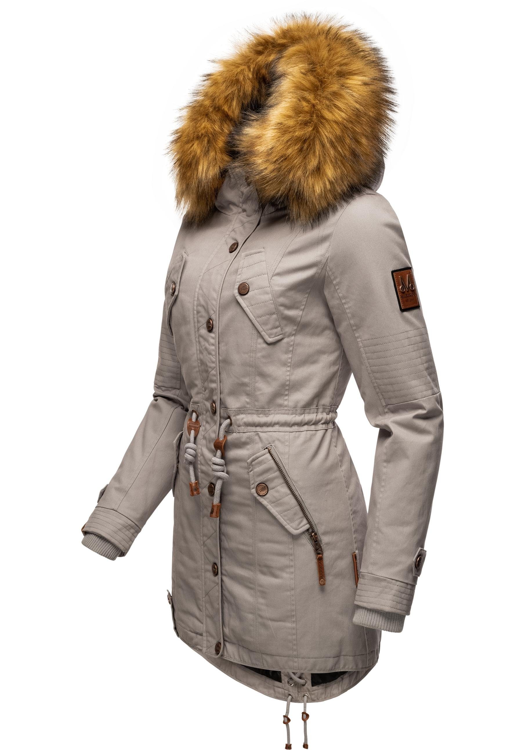 Marikoo Wintermantel La Viva Prc stylischer Winterparka mit abnehmbarem Kunstfell