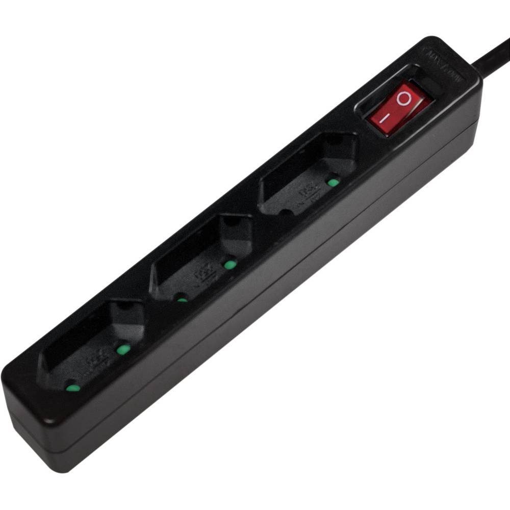 Steckdosenleiste, 3-fach Schalter erhöhter LogiLink Steckdosenleiste mit Berührungsschutz