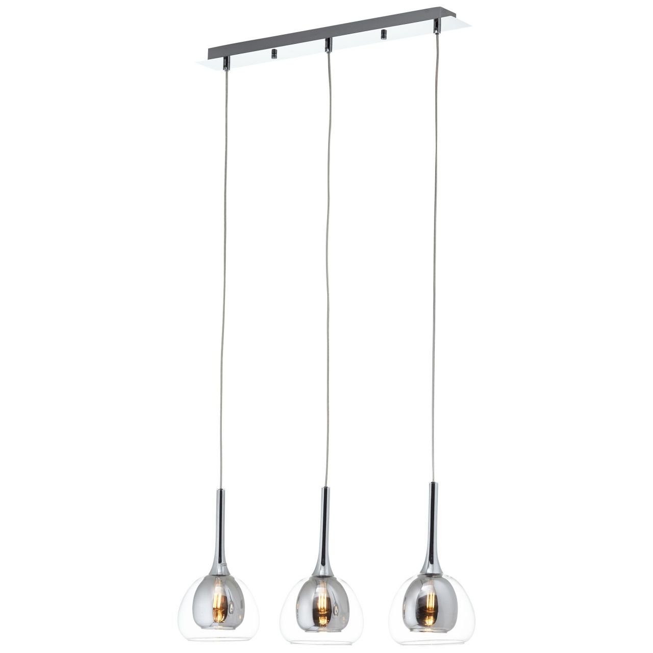 Brilliant Pendelleuchte Hadan, Lampe Hadan D45, 3x 3flg rauch/transparent/chrome Pendelleuchte E14