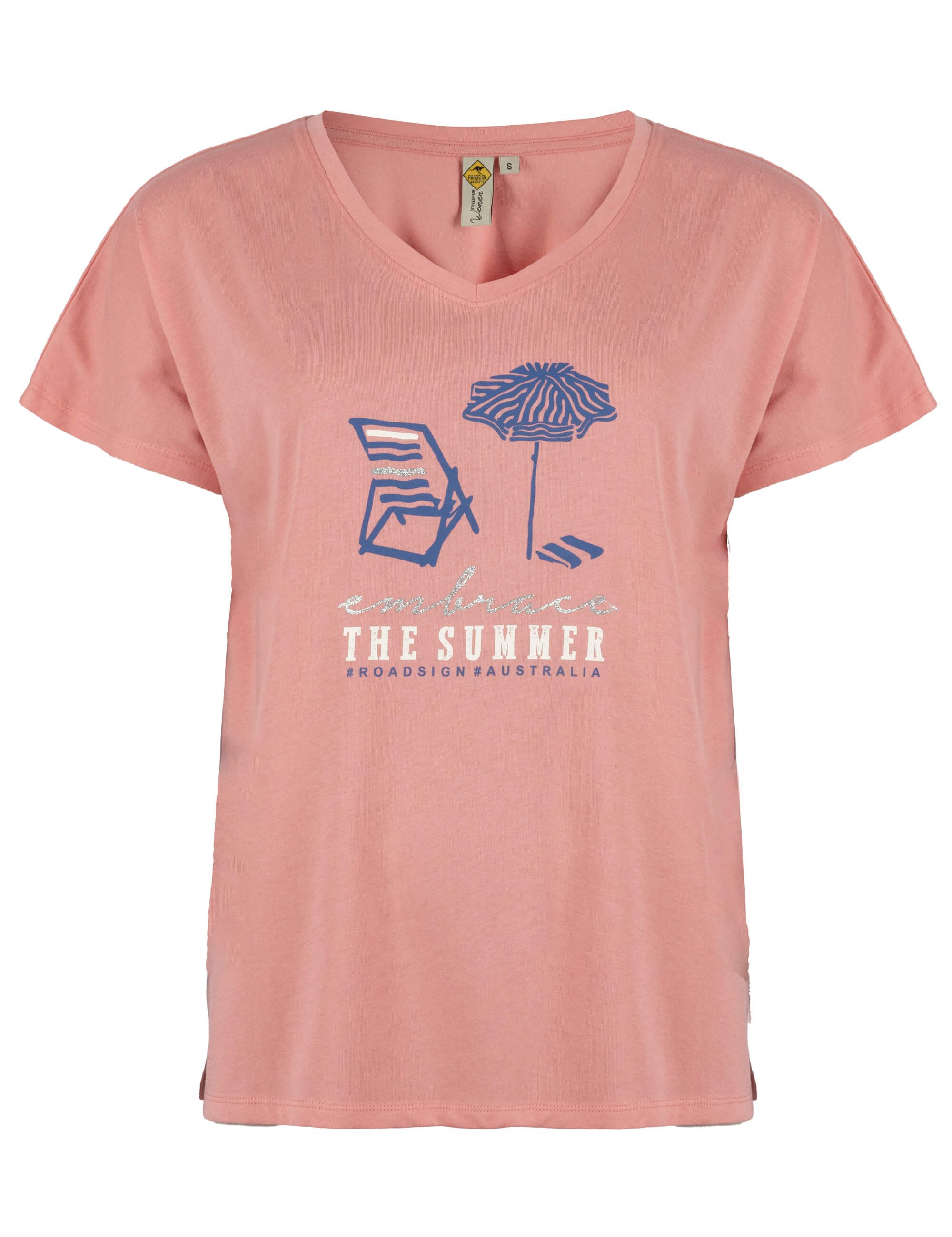 ROADSIGN australia T-Shirt Summer Ride (1, 1-tlg., 1) mit sommerlichem Print, U-Ausschnitt, ideal für entspannte Looks