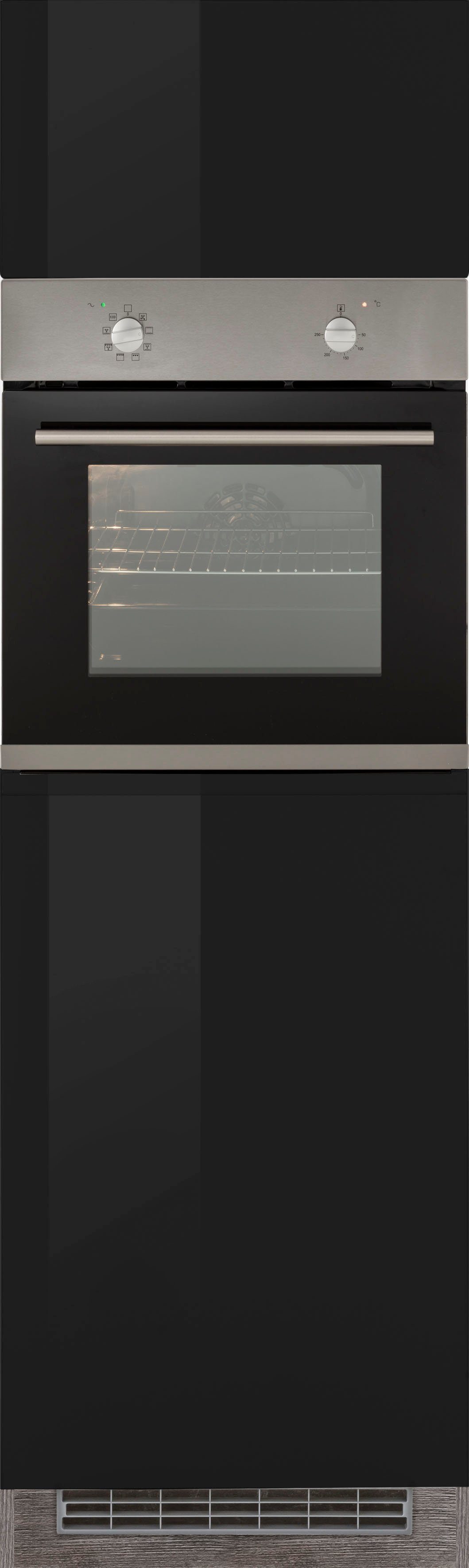 HELD MÖBEL Backofenumbauschrank Virginia 200 2 | hoch, vintage cm, Nische 56/59/55 eiche schwarz cm breit, 60 für cm Hochglanz B/H/T: Ofen Türen
