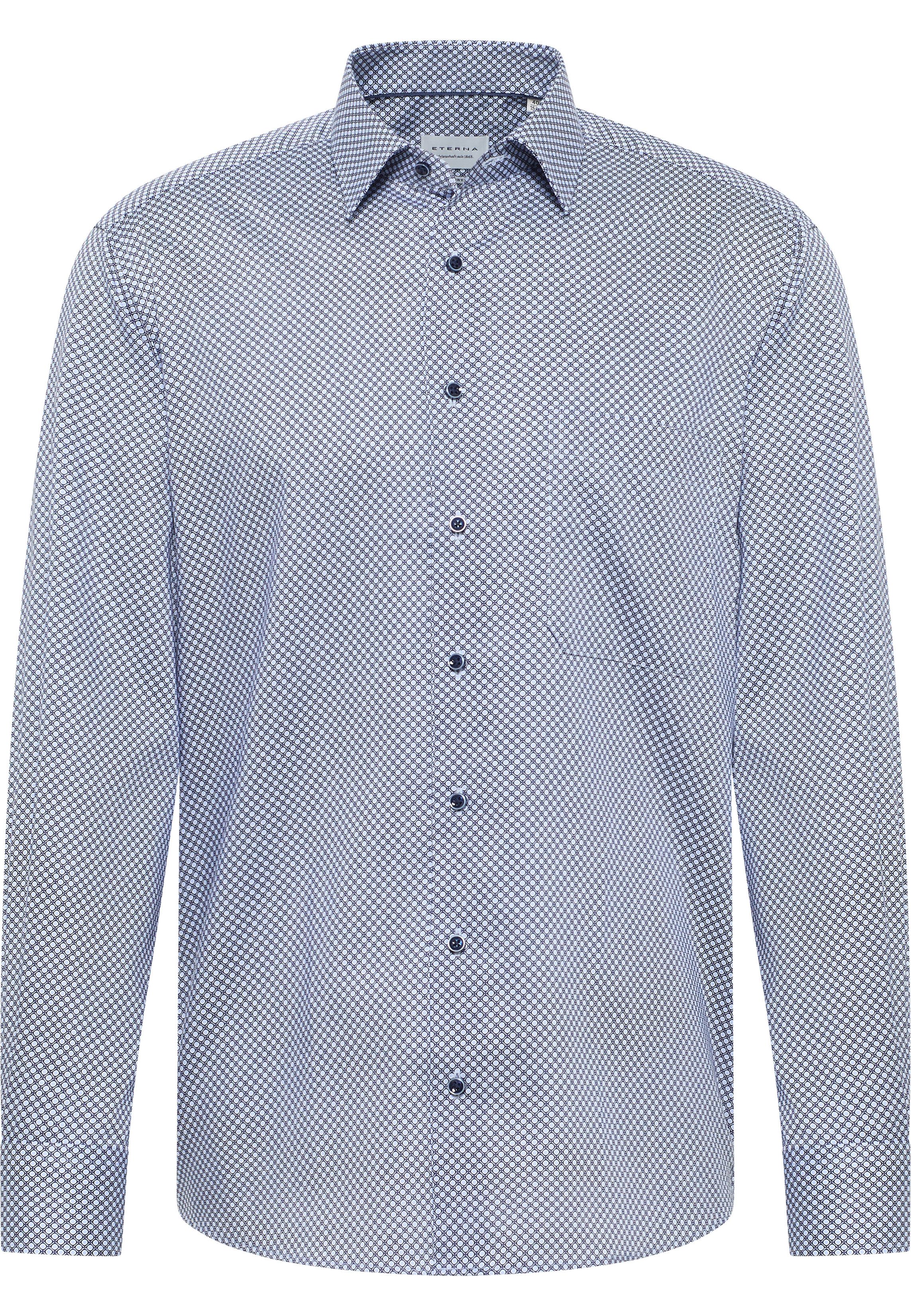 Klassische Bluse ETERNA COMFORT FIT Langarm Hemd mittelblau twill print 4220-14-E181