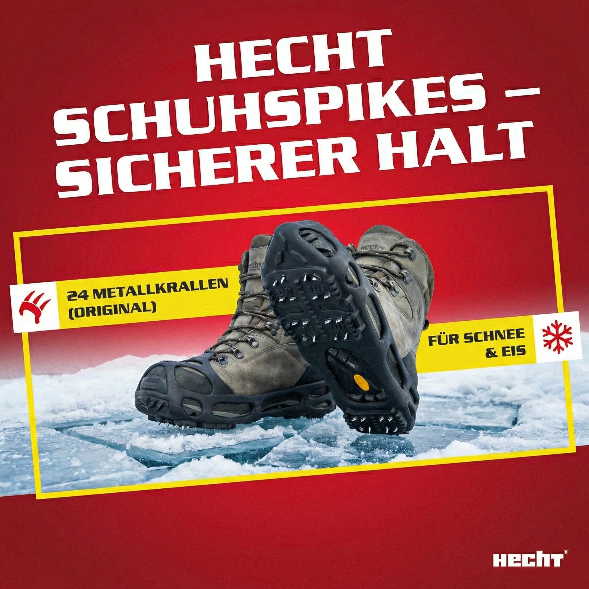 Hecht Spikes Schuhkrallen Ice Spikes 24 Metallkrallen, in 35-38, 39-42, 43-46