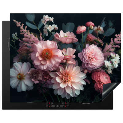 MuchoWow Herd-Abdeckplatte Blumen - Rosa - Natur, Vinyl, (1 tlg), Herdabdeckung für Induktionsfeld, 65x52 cm