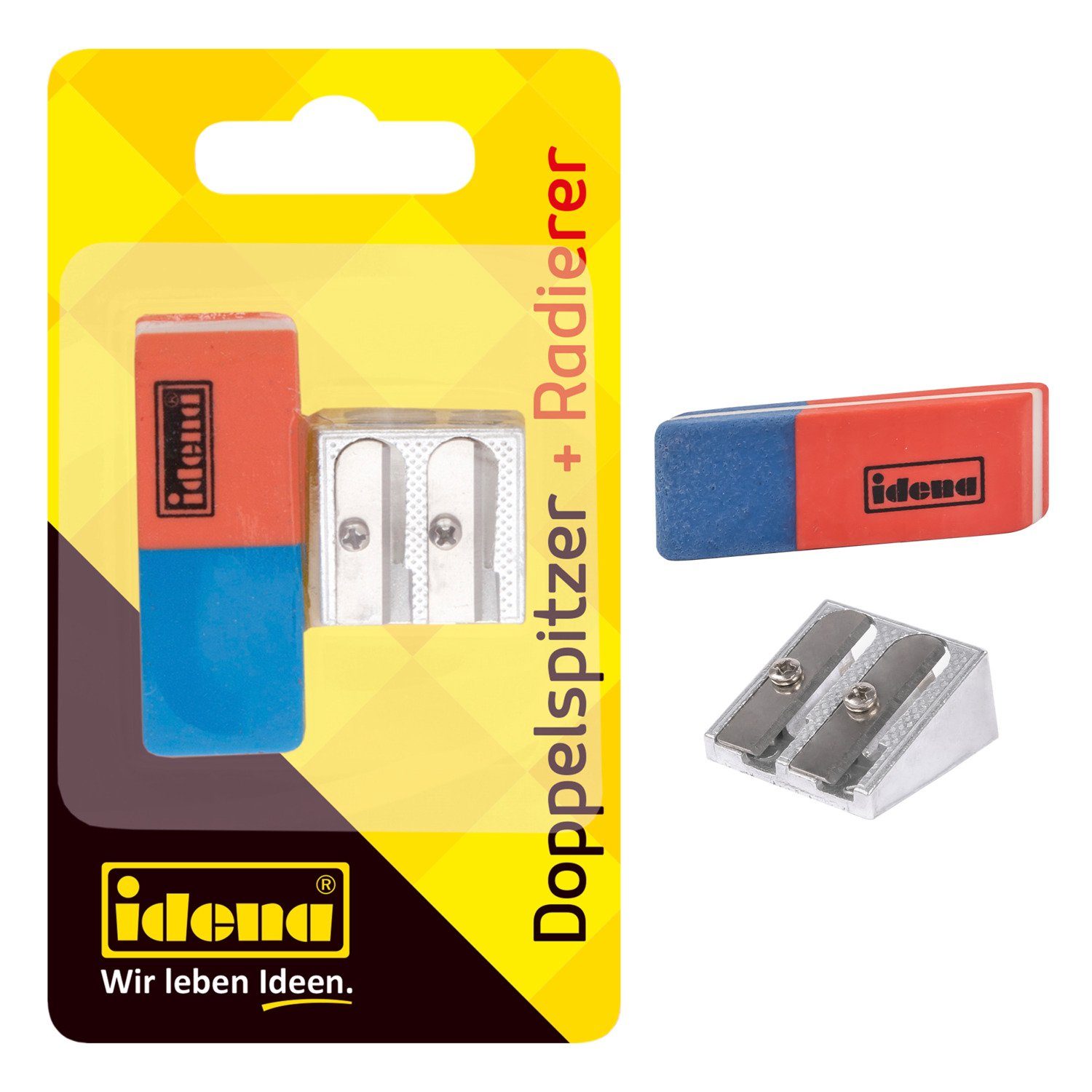 Idena Anspitzer Idena 522073 - Radierer und Doppelanspitzer, 2- teilig, 1 Set