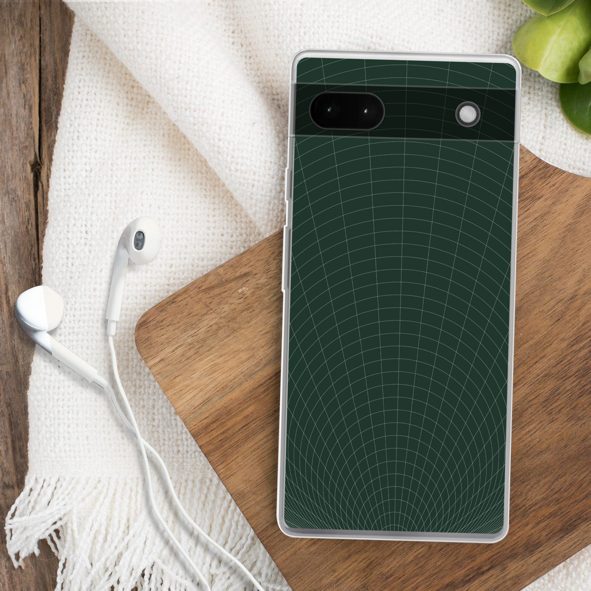 MuchoWow Handyhülle für Google Pixel 6a Tunnellinien - Grün - Abstrakt, Phone Case, Silikon, Schutzhülle Dünn