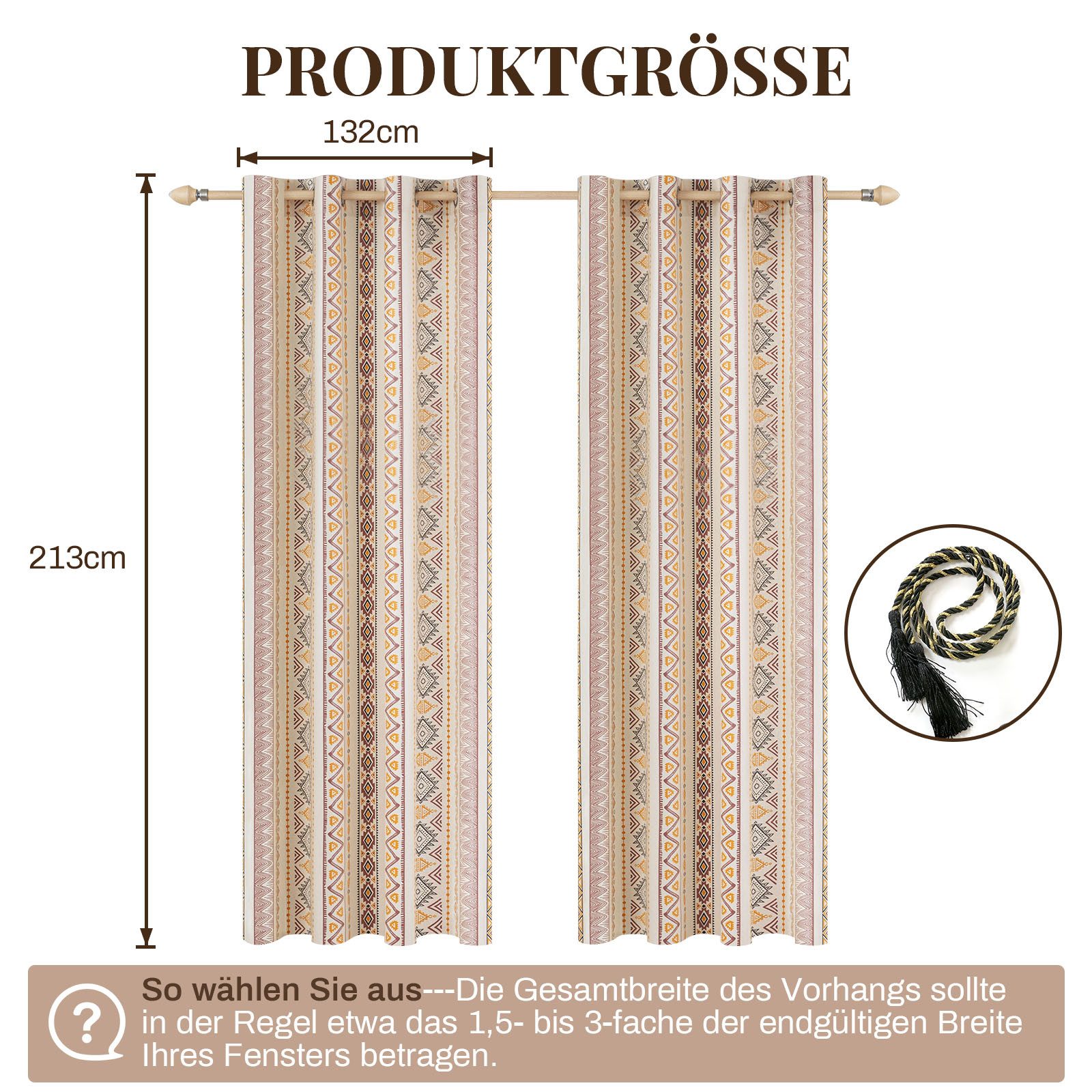 BTTO V&G Outdoorvorhang 2er-Set Vorhänge Boho günstig online kaufen