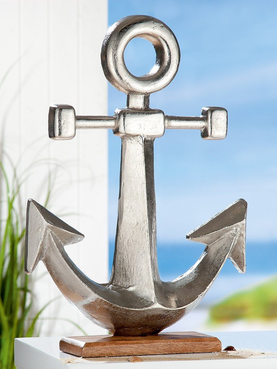 GILDE Dekofigur GILDE Skulptur Anker Maritim - silber - H. 56cm x B. 40cm (1 Stück)
