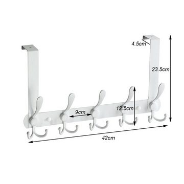 Fivejoy Kleiderhaken Türhaken Edelstahl Ohne Bohren,Kleiderhaken Tür mit 15 Haken