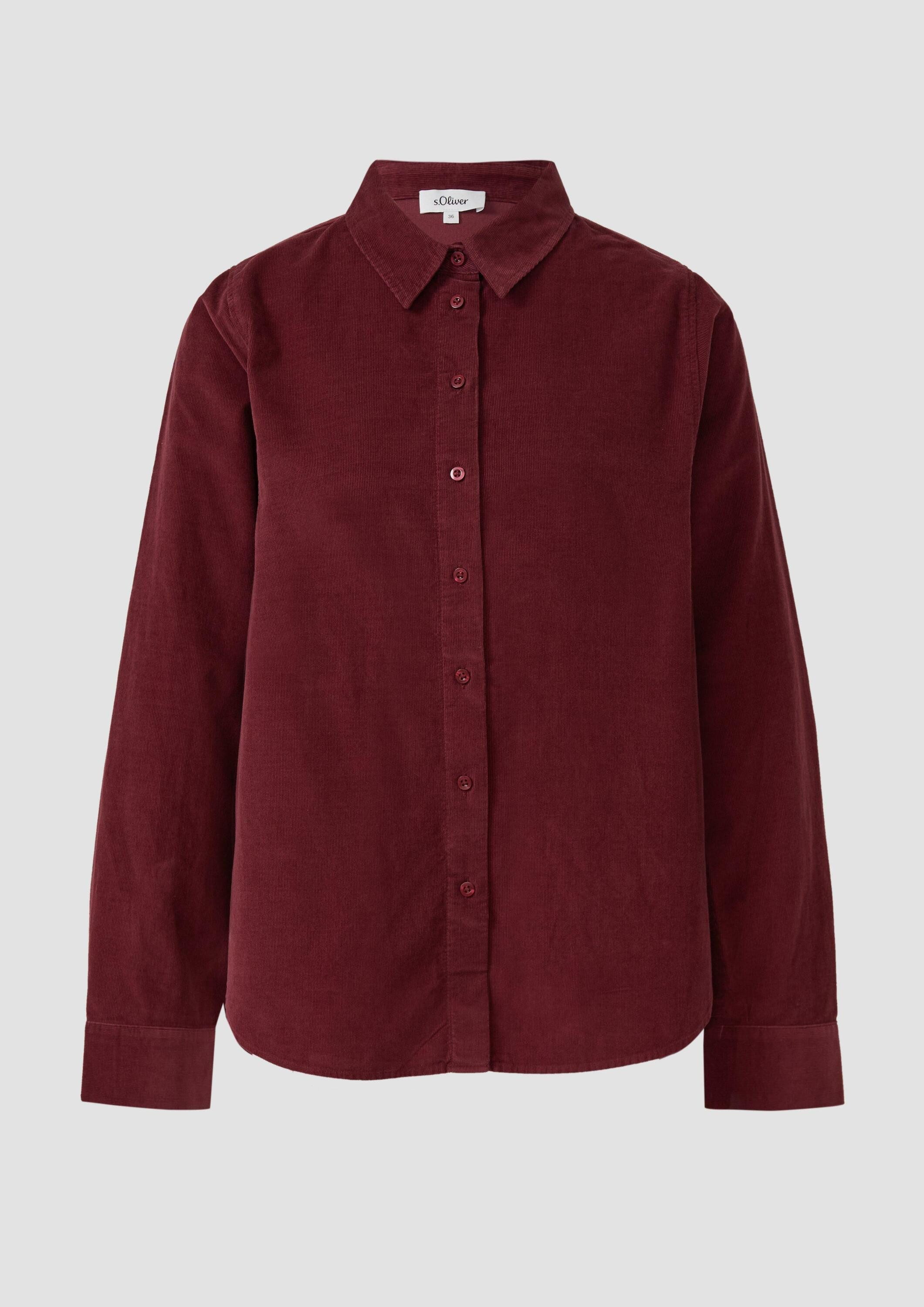 s.Oliver Langarmbluse Bluse Feincord-Bluse mit Hemdkragen
