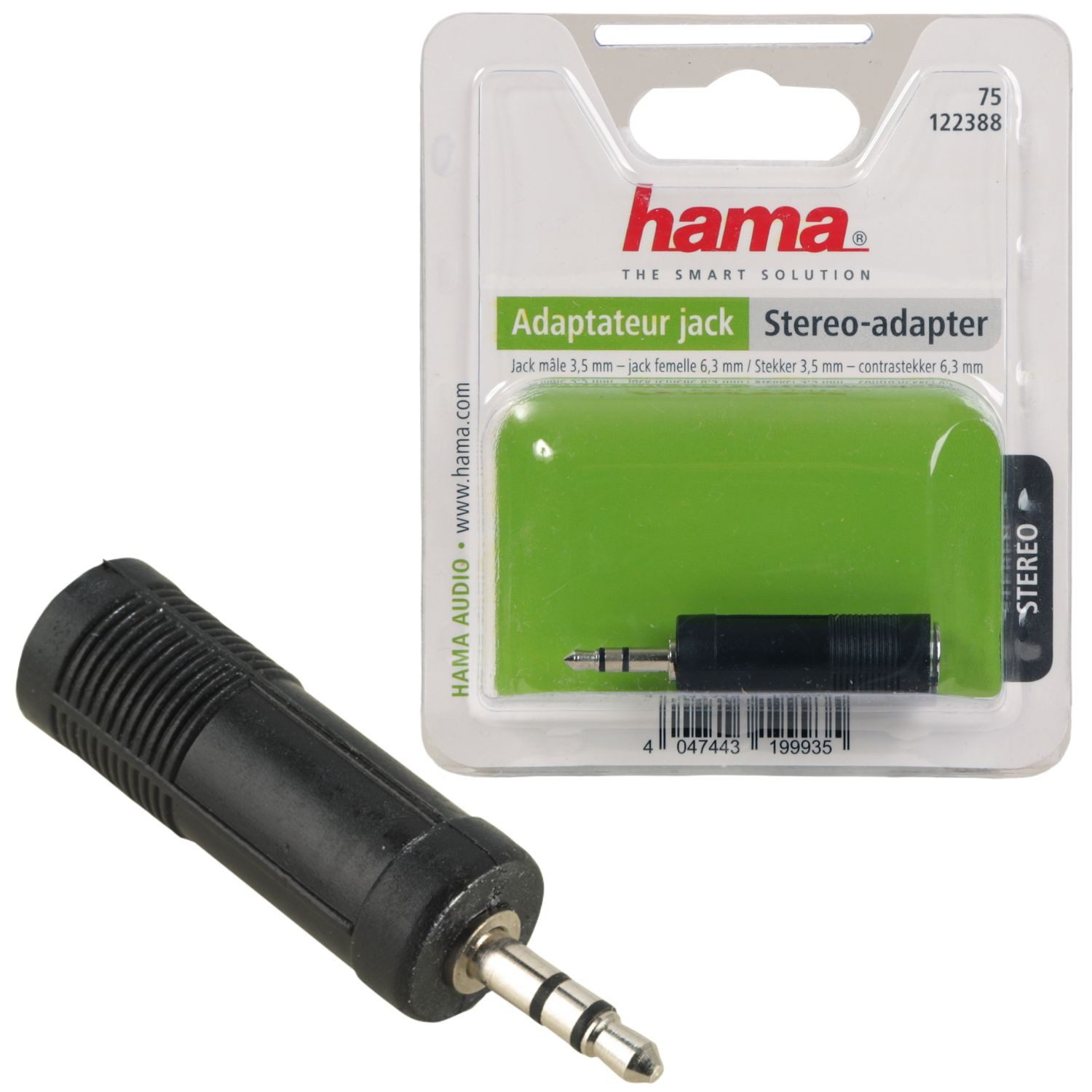 Hama Audio Kopfhörer-Adapter 6,3mm Buchse 3,5mm Klinke Audio-Adapter, 6,35mm Kupplung zu Klinken-Stecker Klinkestecker HiFi Stereo