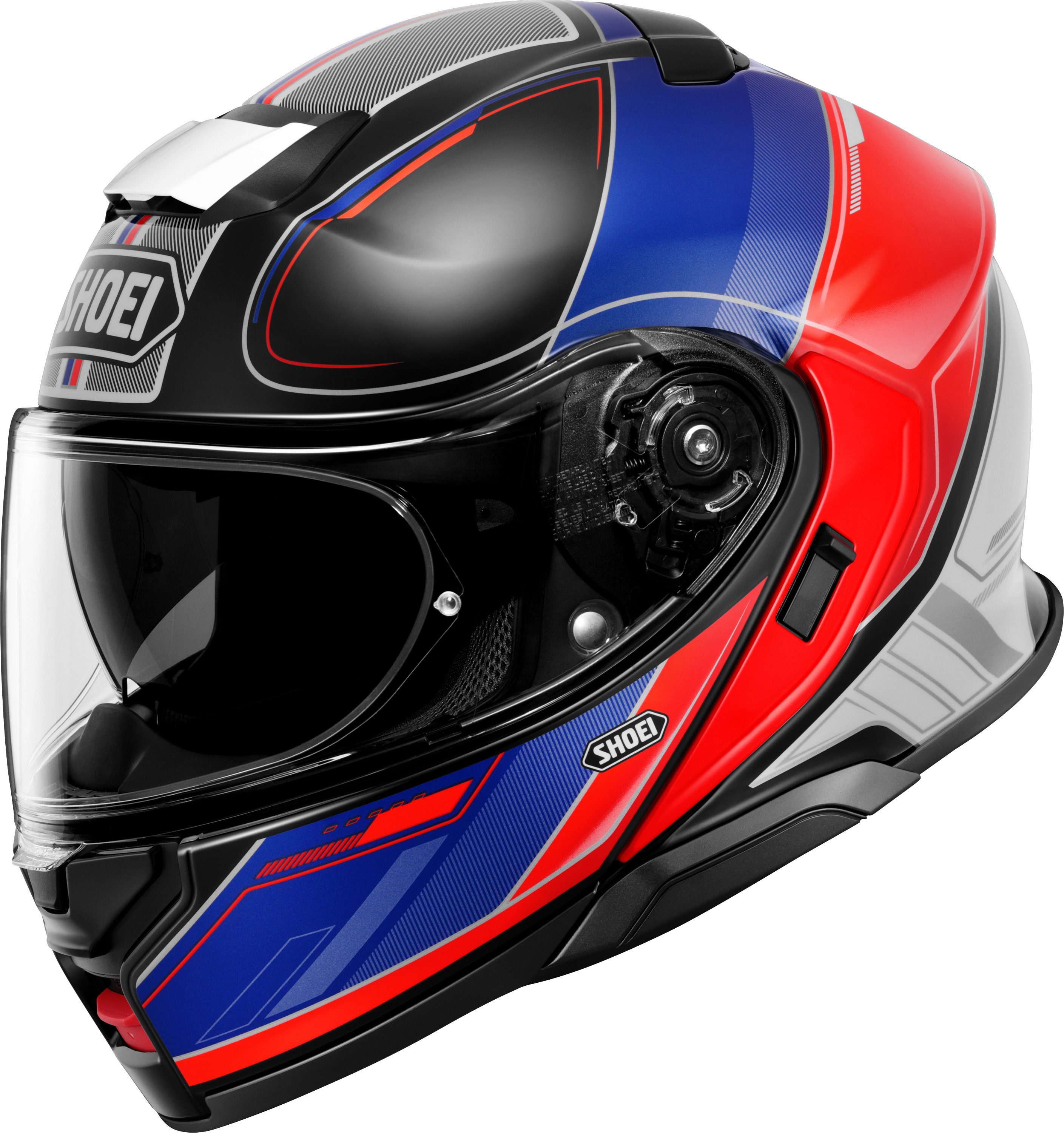 Shoei Motorradhelm, Neotec 3 Sharpen TC-10 Motorrad Klapphelm Schwarz Blau Rot