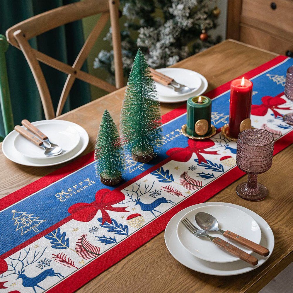 Vorteile: Elch Weihnachten 35×180cm, hitzebeständig, langlebig Tischband 35×200cm, lichtecht, Tischdecken, Tischdecken, Quaste Weihnachten Rouemi atmungsaktiv, weich,
