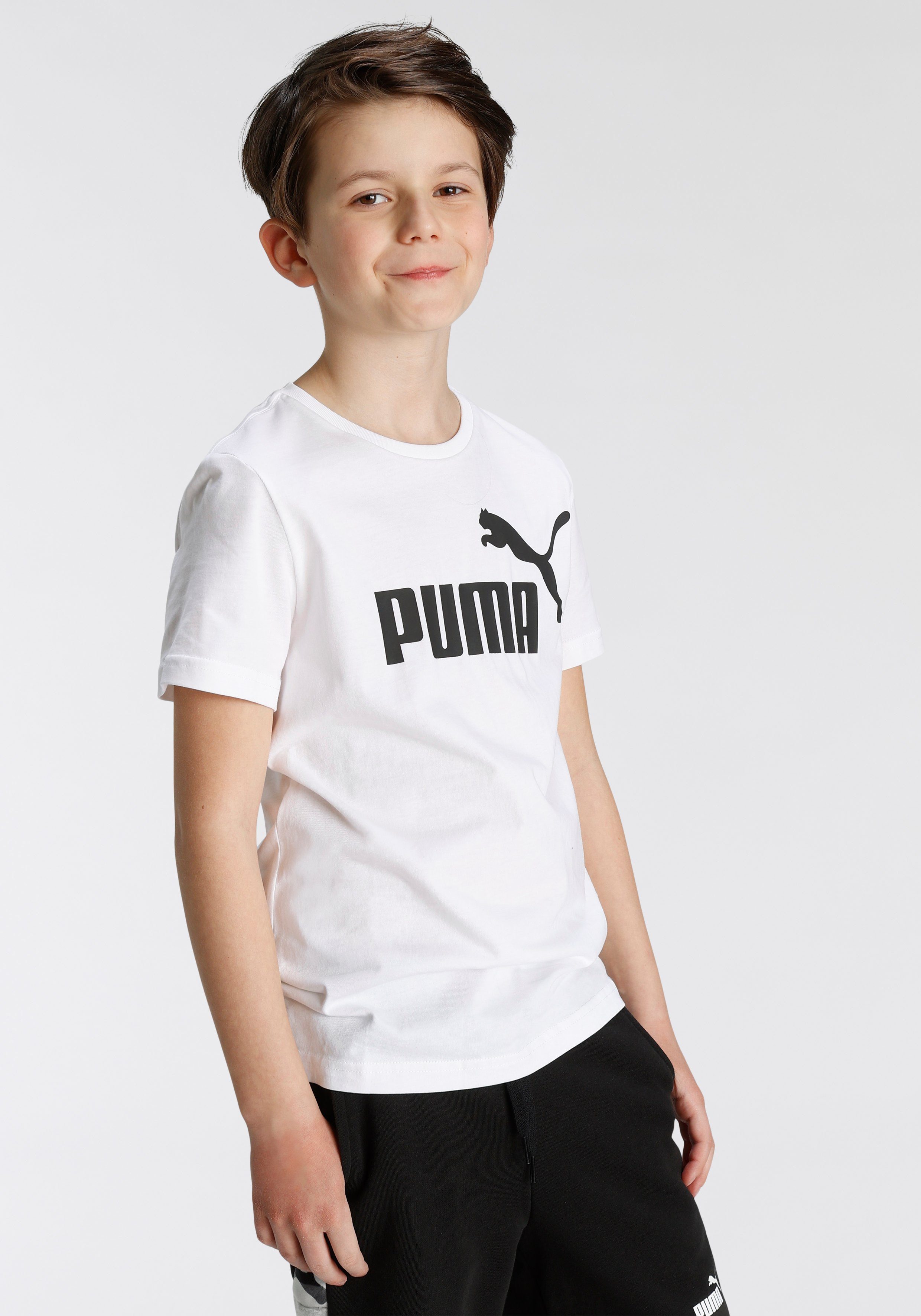 PUMA B ESS Puma TEE White T-Shirt LOGO