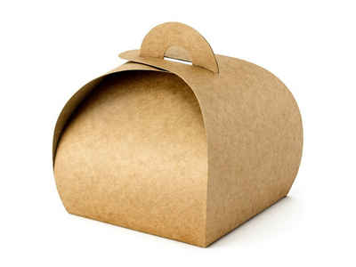 partydeco Geschenkbox, Geschenkbox für Gastgeschenke 8.5x7cm abgerundet 10er Set braun
