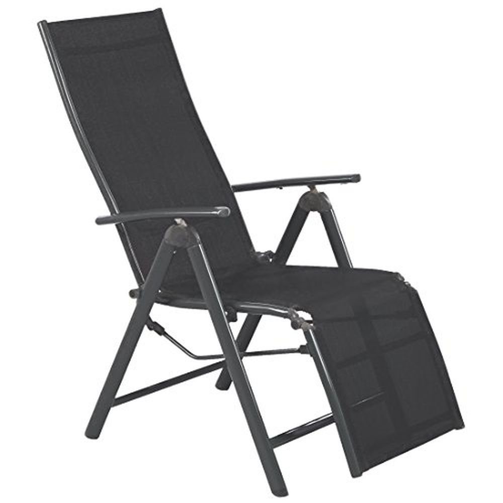 Gartensessel Relaxsessel Klappstuhl mit Armlehne & Fußteil anthrazit