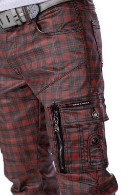 Cipo & Baxx Regular-fit-Jeans Cargo Hose BA-CD721 mit Zippern im Lederimitat