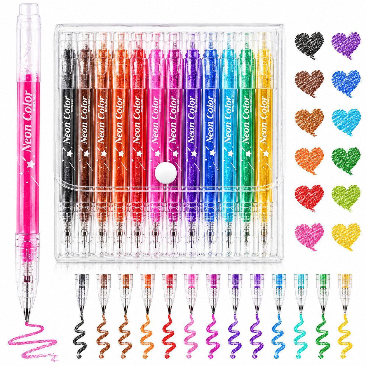 Fyrove Aquarellstifte Gelstifte, Glitzerstifte, Kugelschreiber, Fineliner, (Set, 12-tlg), Für Bullet Journal, Für Tagebuch , Für Grußkarten