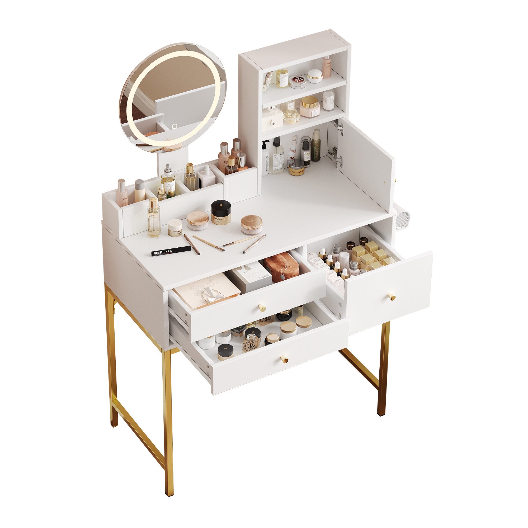 REDOM Schminktisch Kosmetiktisch,Frisiertisch (mit LED-Spiegel, Steckdose & günstig online kaufen