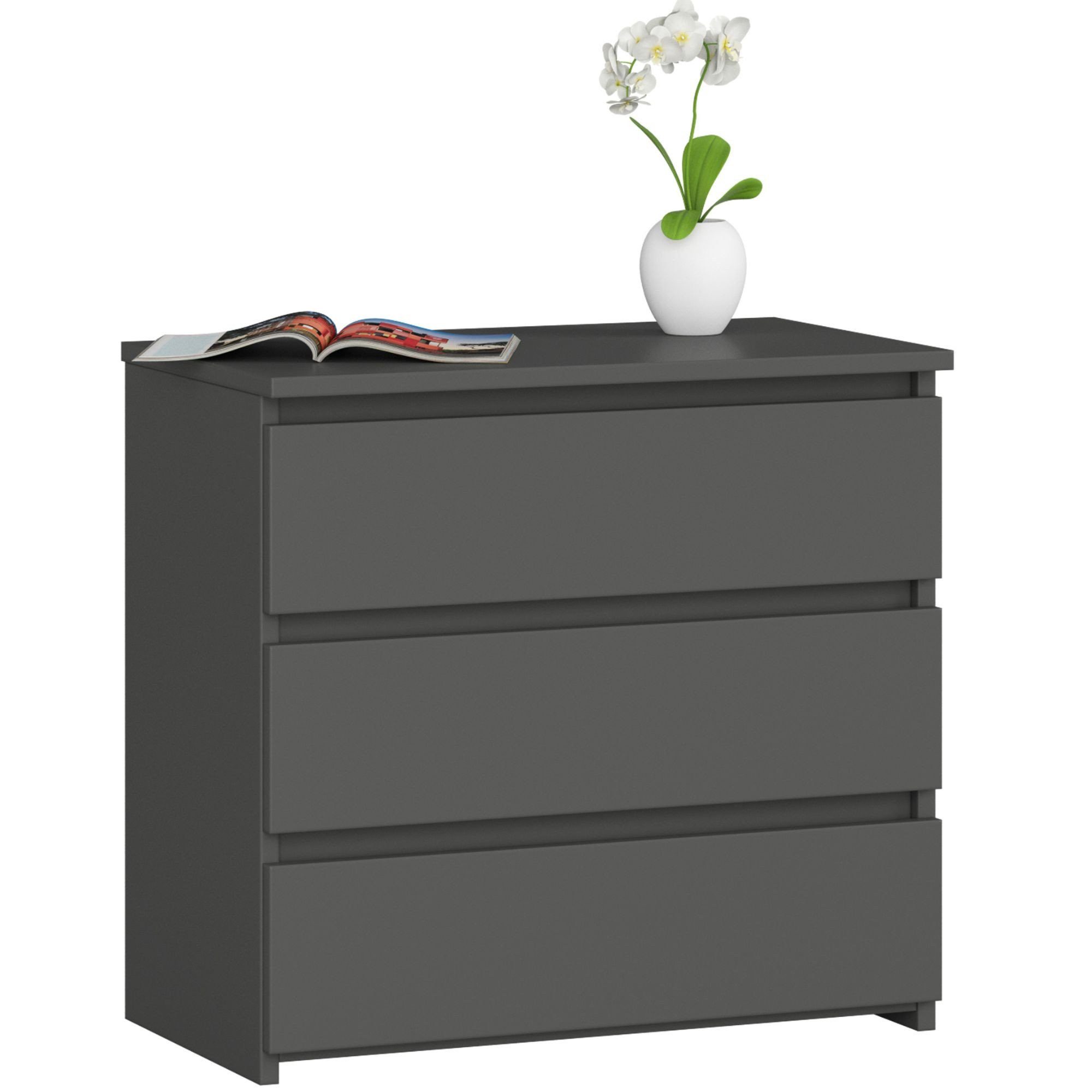Raumhirsch Furniture Kommode mit 3 Schubladen 60 cm breit Holz Schrank, (viele Farbvarianten - Maße: 60 x 57 x 35 cm) - Hochwertig & stabil