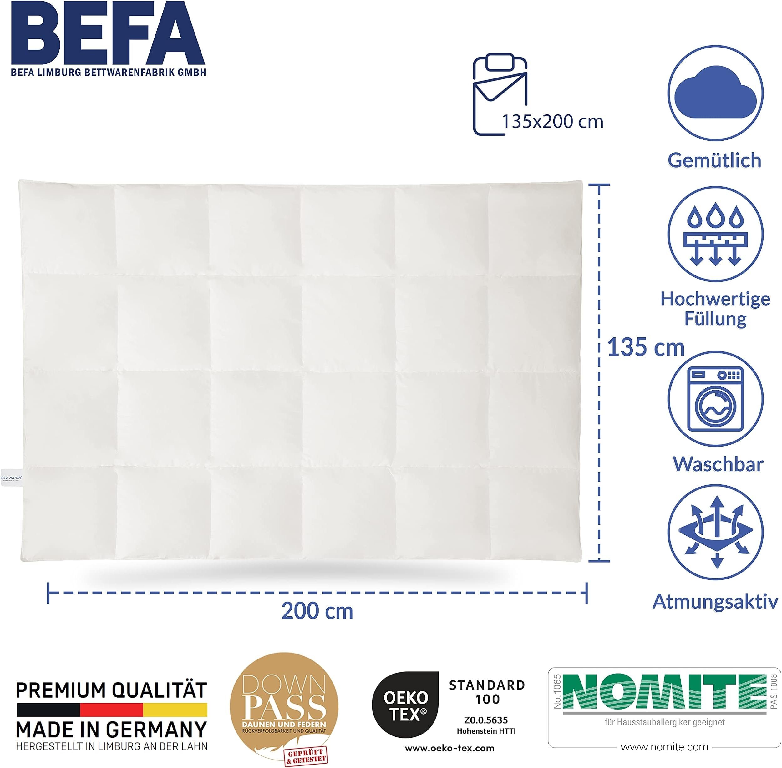 BEFA NATUR Daunenbettdecke "Erholsame Nächte" 60/40 Premium-Ganzjahresdecke, 4-Jahreszeitendecke, Füllung: 60% Daunen, 40% Federn, Bezug: Baumwolle, Made in Ger – Bild 5 von 5