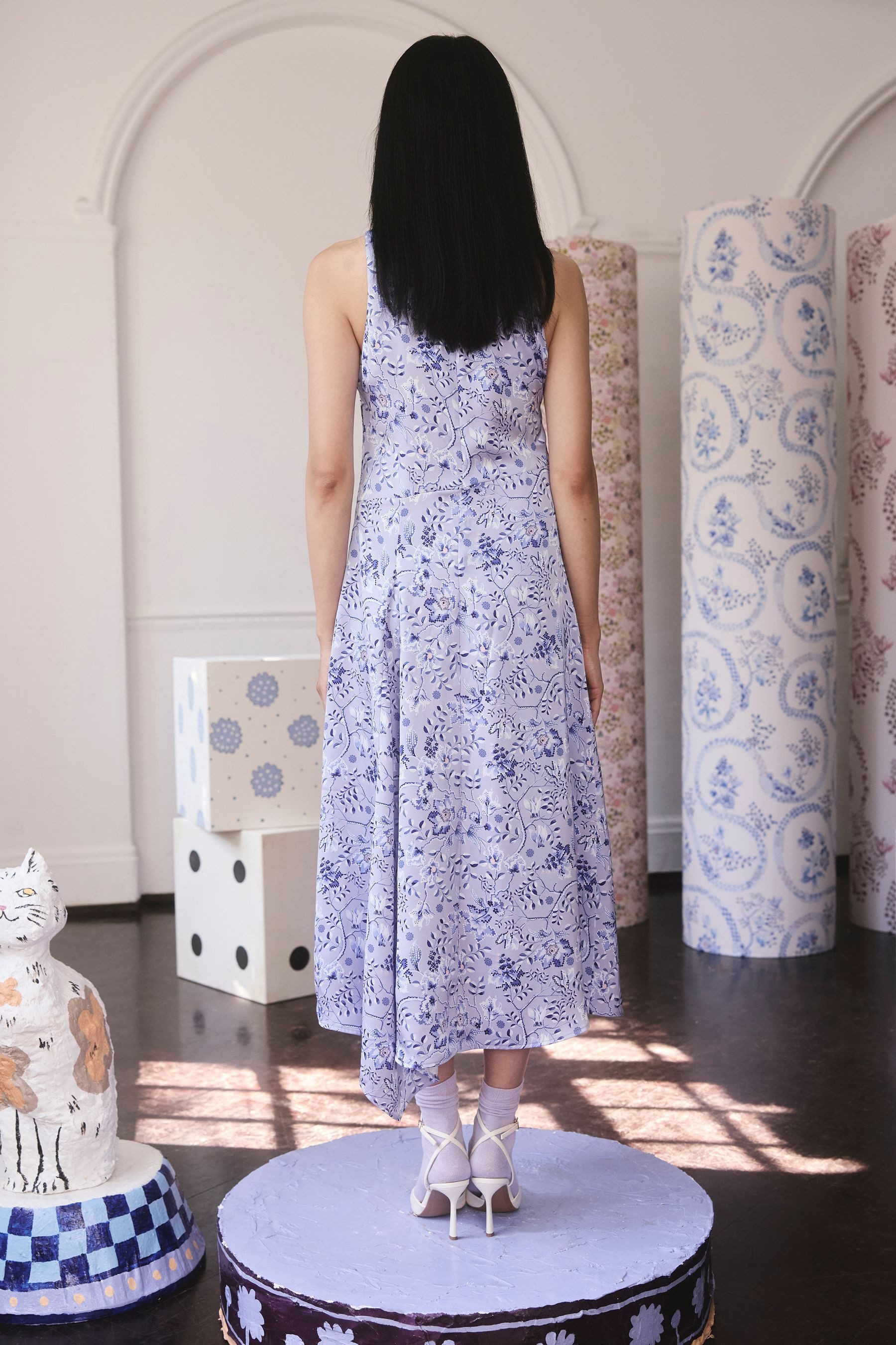 Cath Kidston Satinkleid Cath Kidston Ärmelloses A-Linienkleid aus Satin (1-tlg)
