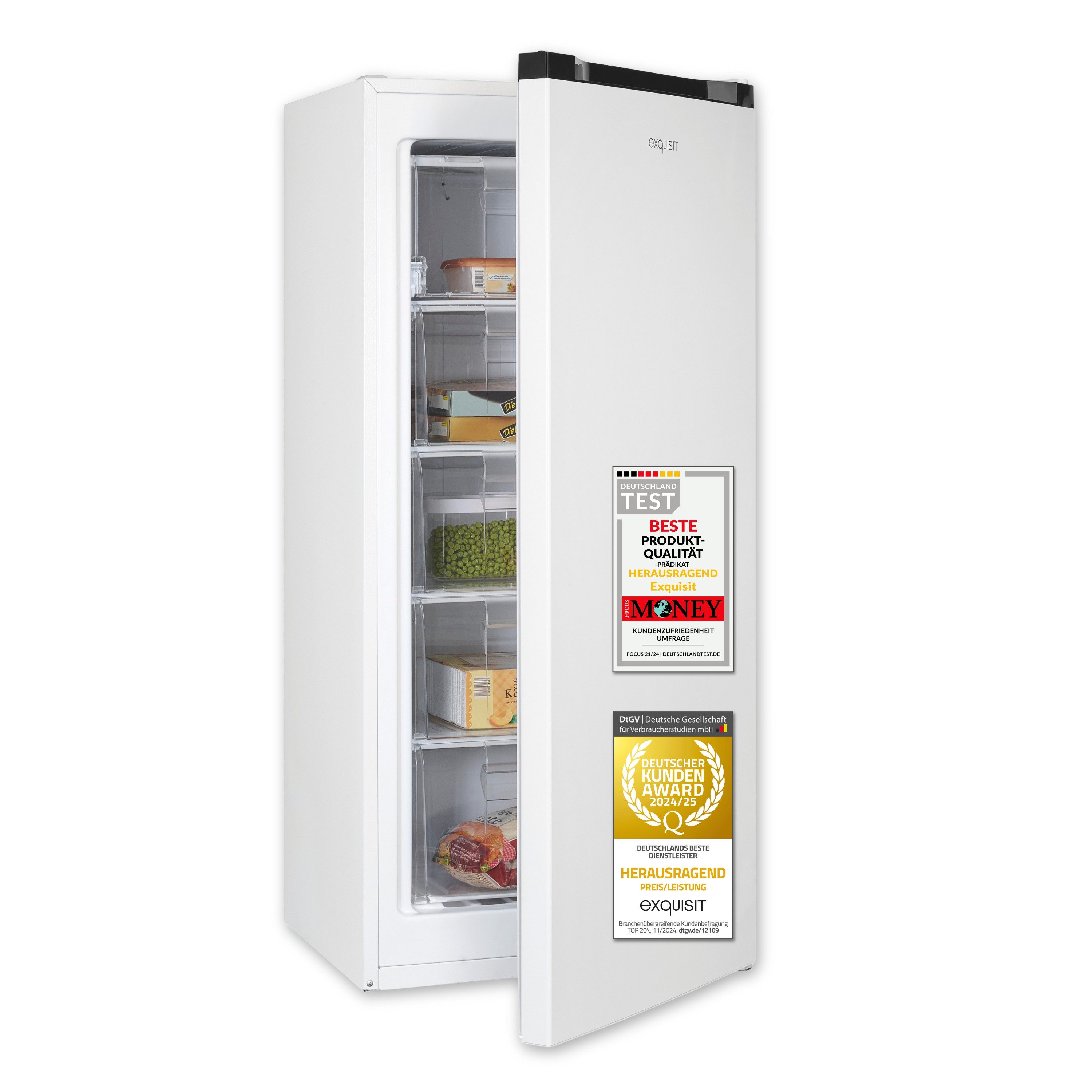 exquisit Gefrierschrank GS5145-050C, 125.9 cm hoch, 54 cm breit,4-Sterne-Gefrieren, Wechselbarer Türanschlag, höhenverstellbare Füße