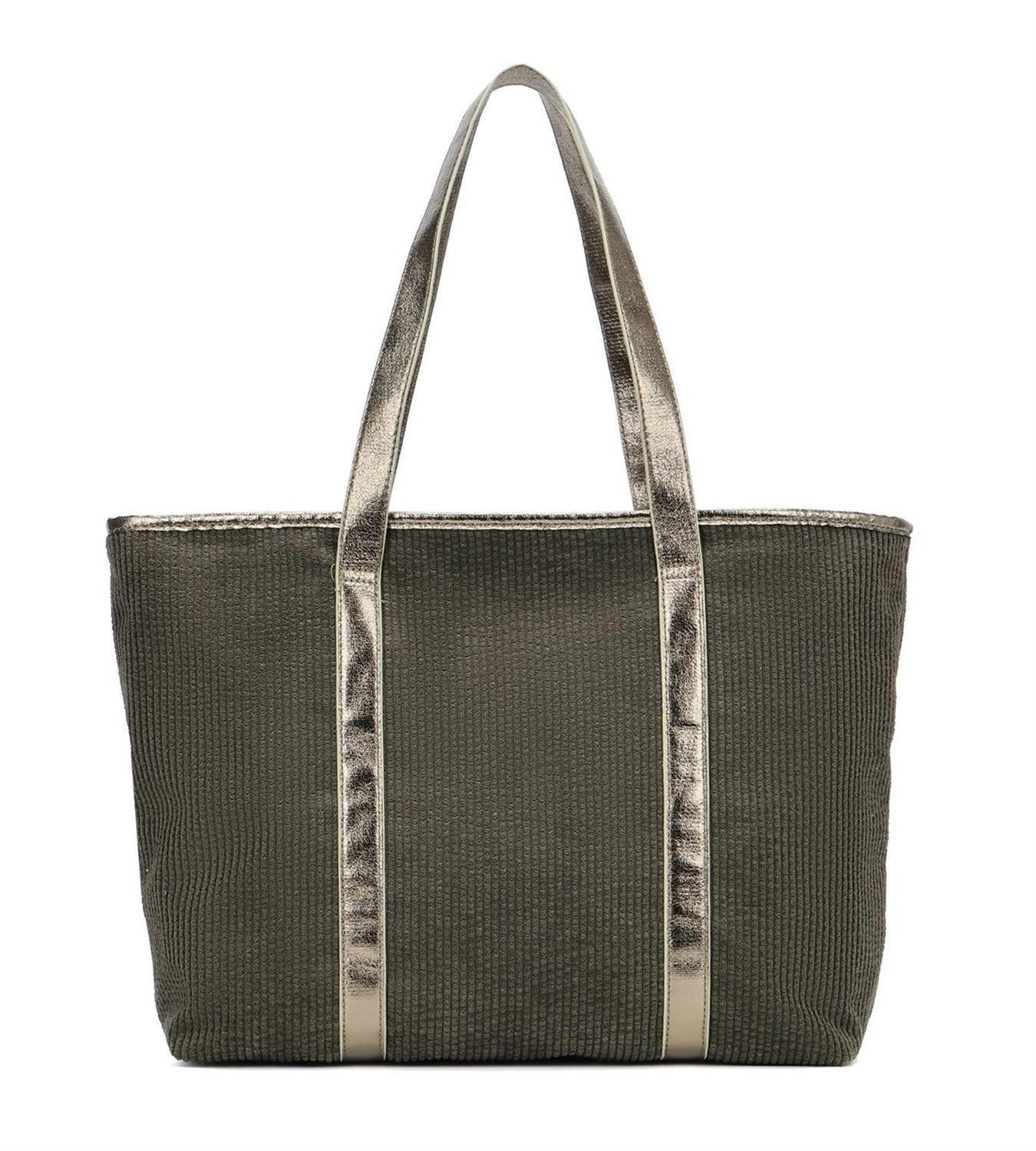 Schultertasche Damen Cordtasche Shopper Tote Bag Handtasche Umhängetasche Metallic