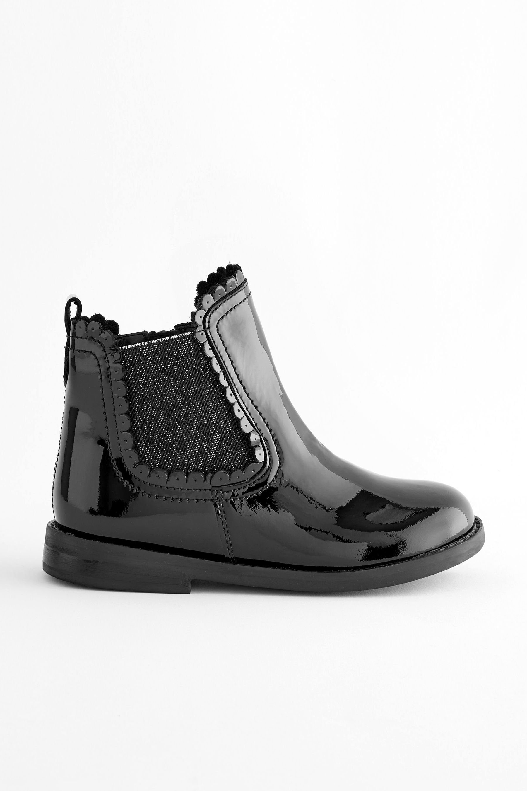 Chelsea-Boot mit Leather Chelseaboots Muschelkante Black (1-tlg) Patent Next
