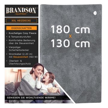 Brandson Heizdecke Wärmedecke XXL, 180x130cm, Timer, Überhitzungsschutz & Abschaltautomatik, 160 Watt