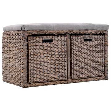 furnicato Truhenbank Sitzbank mit 2 Körben Seegras 71 x 40 x 42 cm Grau