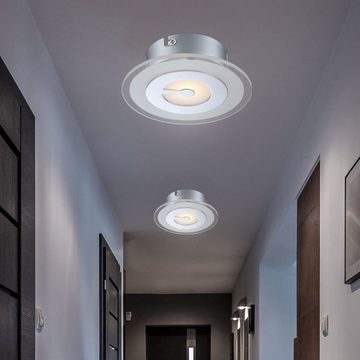 Globo LED Deckenleuchte, LED-Leuchtmittel fest verbaut, Warmweiß, Deckenlampe Deckenleuchte Flurlampe LED Glas Küchenlampe chrom D 16 cm