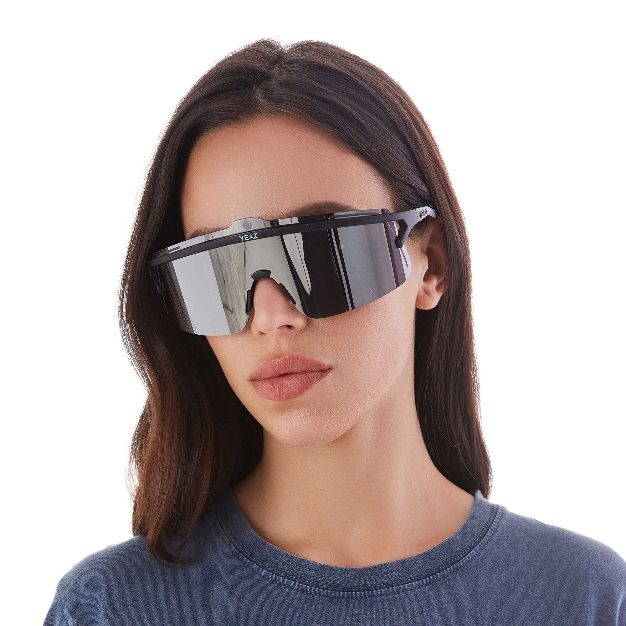 YEAZ Sportbrille SUNSHADE sport-sonnenbrille schwarz Komfort / silber und Style Sicht, black/silver, perfekte Erlebe
