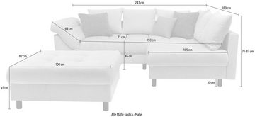 COLLECTION AB Ecksofa 30 Jahre Jubiläums-Modell Lille L-Form, mit Hocker, Recamiere beidseitig montierbar, in Teddy-Optik