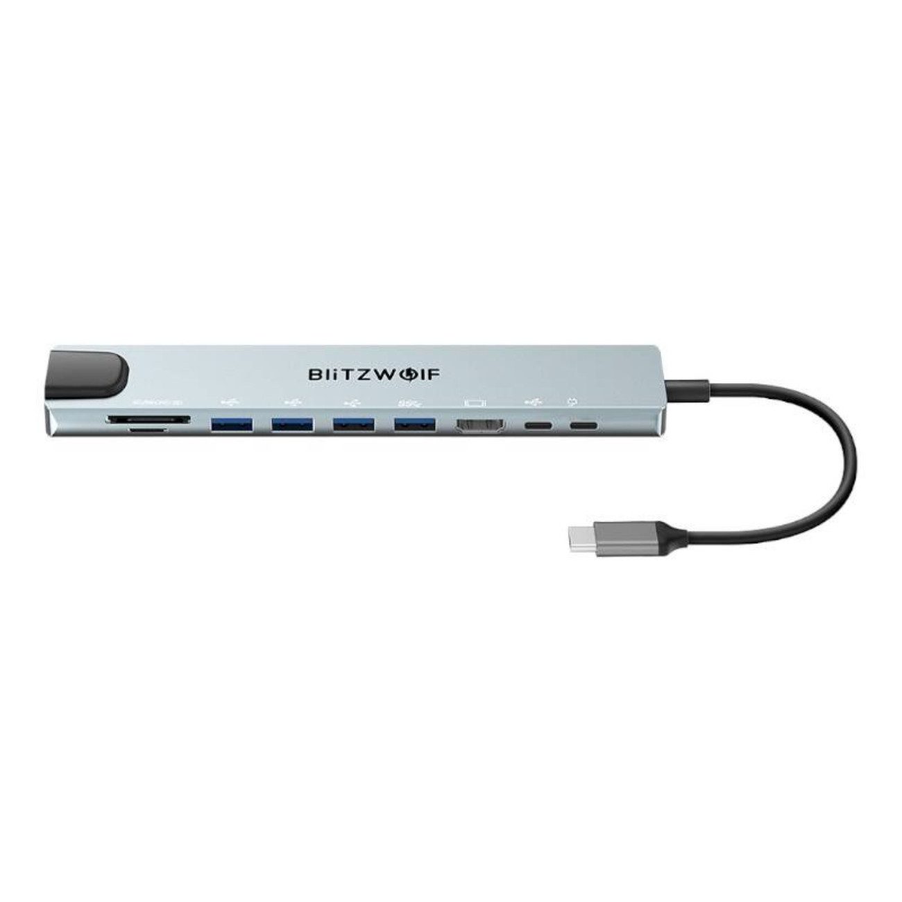 BLiTZWOLF Laptop-Dockingstation BW-TH5 10in1, (Einzelgerät, Dockingstation mit integrierter USB-C-Verbindung und Multianschlüssen), 10-in-1 Dockingstation mit 100 W PD, 4K HDMI und RJ45