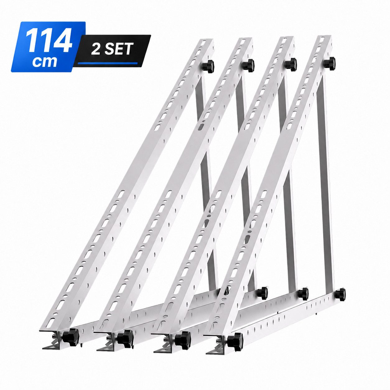 GLIESE Solarmodul-Halterung PV Halterung 114cm – 4-teilig, 0-90° verstellbar, für 2 Module & Dach, (4-tlg., 114cm, inkl. Schrauben & …