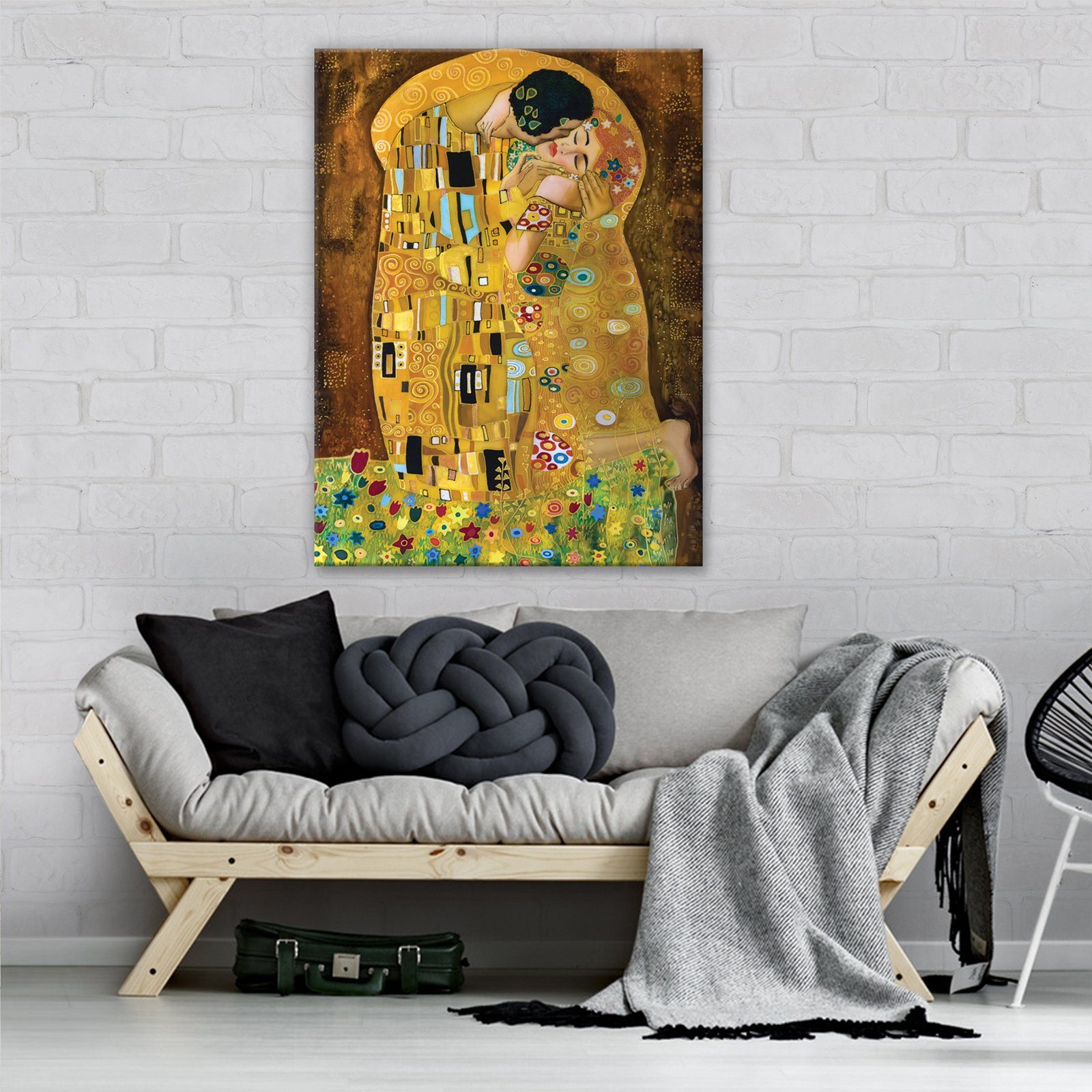 Wallarena Leinwandbild Gustav Klimt Der Kuss Abstrakt Wandbild Groß XXL Wan günstig online kaufen