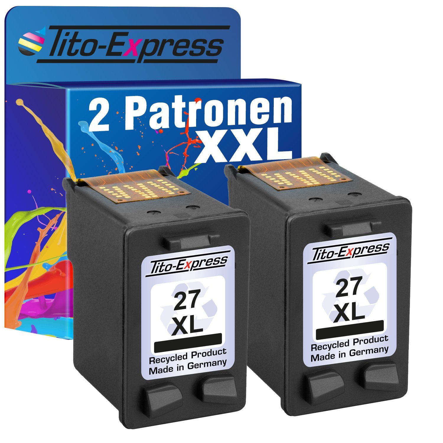 Tito-Express 2er Set ersetzt HP 27 XL 27XL Black Tintenpatrone (für Deskjet 3320 3325 3420 3520V Officejet 4215 Pro 3610 PSC 1210 1310)